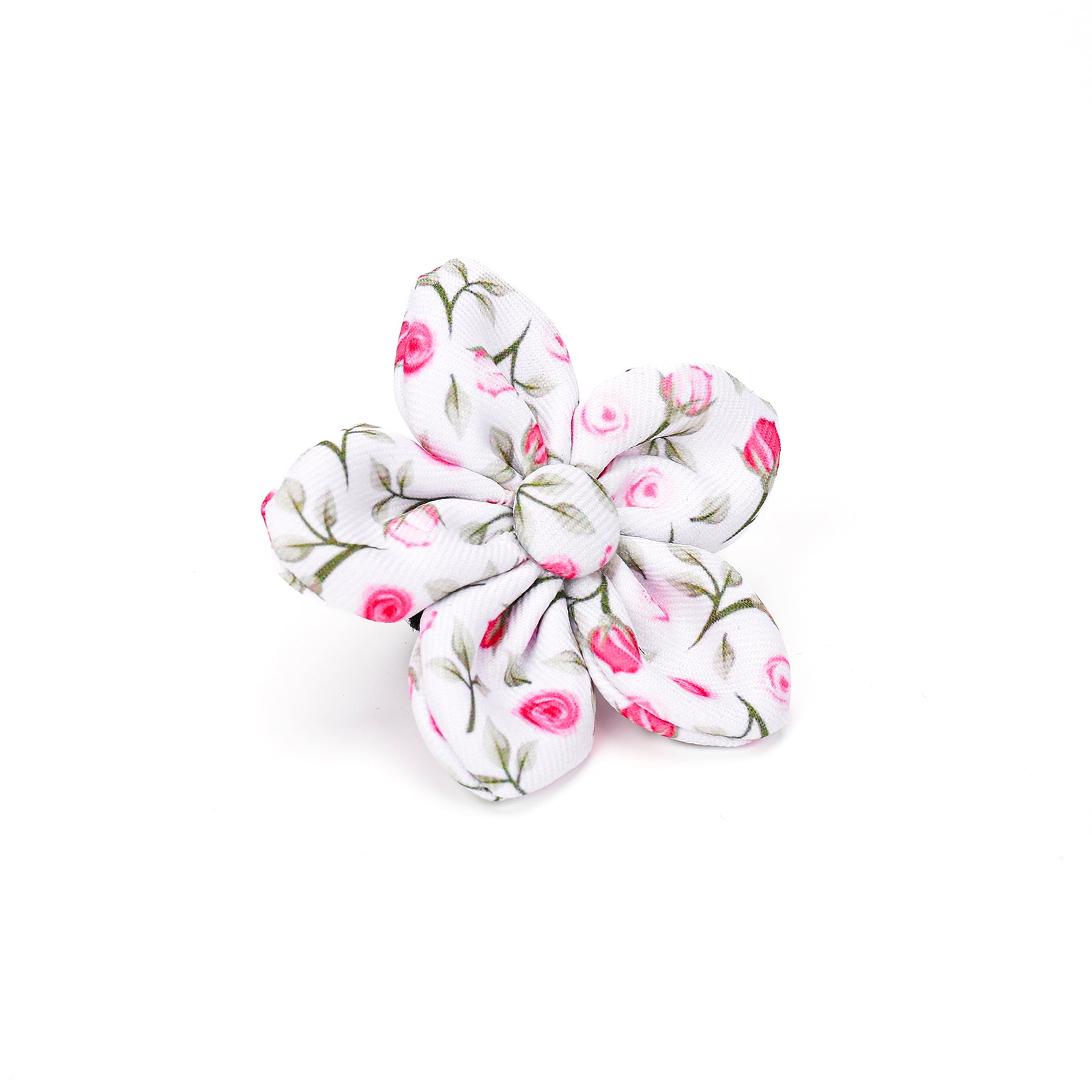 Floral fabric flower on a white background