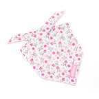 Floral-patterned dog bandana on a white background