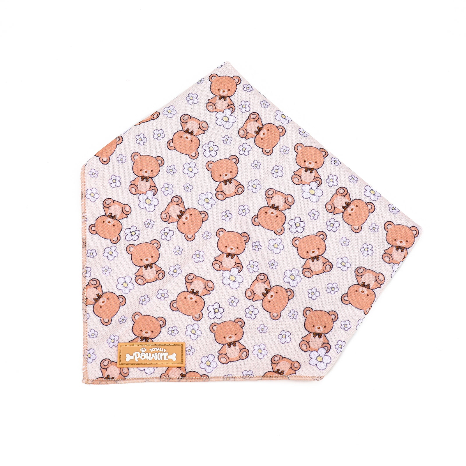 dog bandana with teddy bear pattern on a white background
