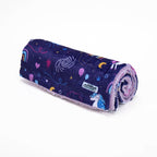 blanket rolled with unicorn pattern on a white background