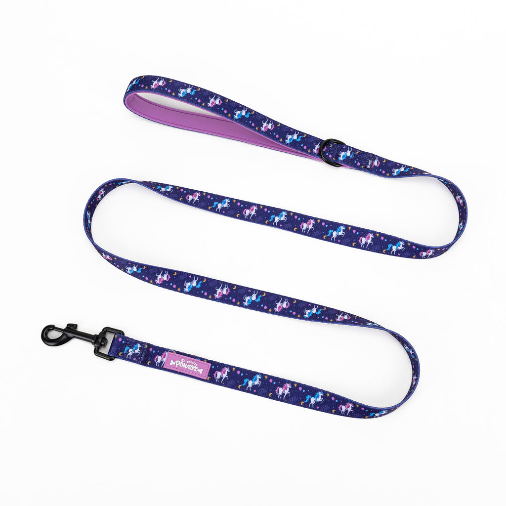 Dog leash with unicorn pattern on a white background