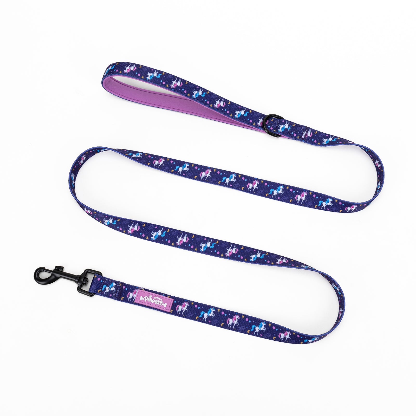 Dog leash with unicorn pattern on a white background